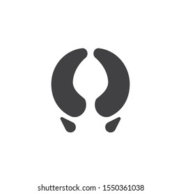 Buffalo paw print vector icon. filled flat sign for mobile concept and web design. Ox animal hoof print glyph icon. Symbol, logo illustration. Vector graphics