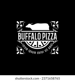 Buffalo pizza or food logo design template