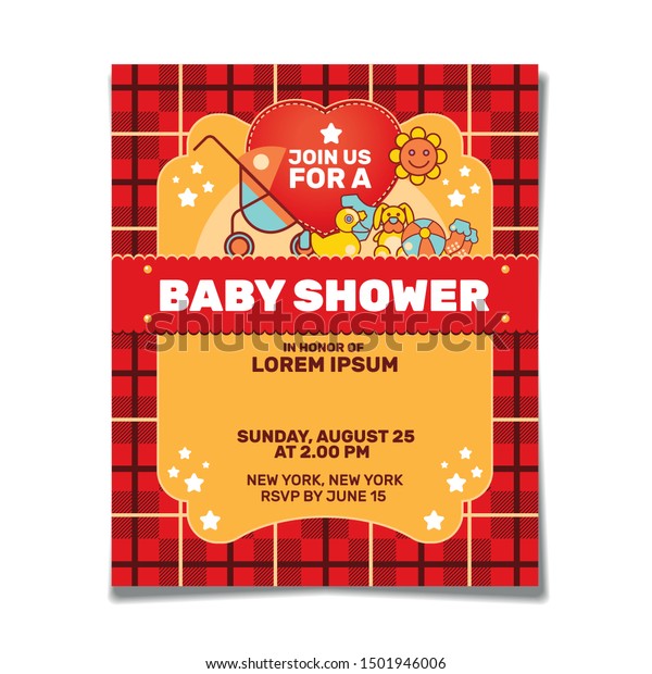 free buffalo plaid baby shower invitations