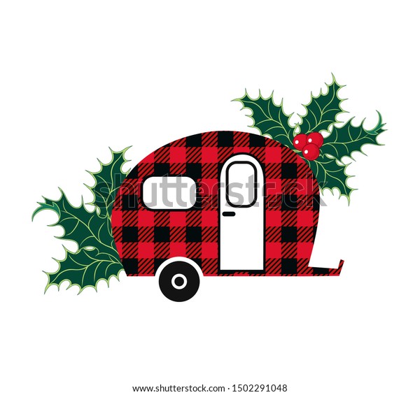 Download Buffalo Plaid Christmas Camper Vector Illustration Stock ...