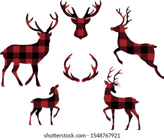 Buffalo Plaid Christmas Decorative Elements Vector Illustration