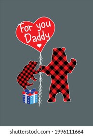 Buffalo Plaid Daddy Bear Fathers Day Gifts 2019 Long Sleeve design vector illustration for use in design and print poster canvas
