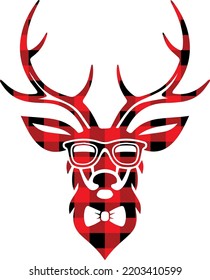 Buffalo Plaid Deer, deer heads Clip art