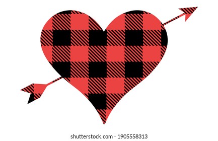 Buffalo Plaid Heart Arrow Vector and Clip art
