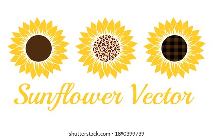 buffalo plaid and Leopard print Sunflower Vector and Clip art