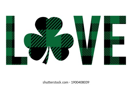 Buffalo Plaid Love Shamrock - Patricks Vector and Clip Art
