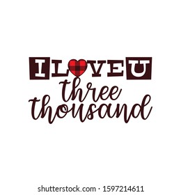 buffalo plaid i love you three thousand valentine theme graphic design vector for greeting card and t shirt print template