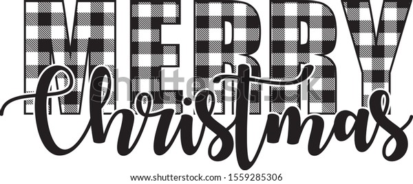 buffalo-plaid-merry-christmas-vector-illustration-stock-vector-royalty