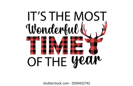  Buffalo Plaid It's the most wonderful time of the year Christmas Vector and Clip Art