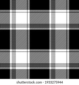 Buffalo plaid pattern in black and white. Seamless striped textured decorative check vector for tablecloth, flannel shirt, other modern everyday spring autumn winter fashion textile or paper design.