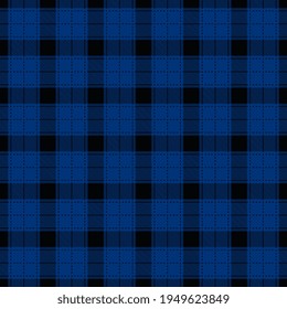 Buffalo plaid pattern in blue and black. Seamless background