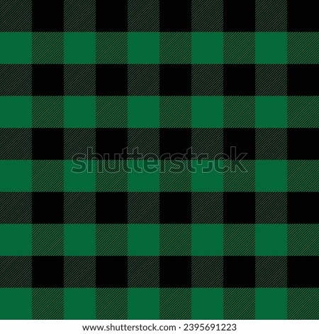 Buffalo Plaid Pattern, In Green and Black Seamless Scottish Tartan, Digital Paper Download, Check Fabric for Shirts