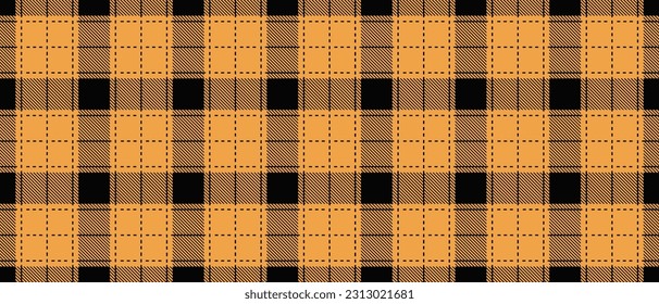 Buffalo plaid pattern in orange and black. Seamless background