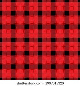 Buffalo plaid pattern in red and black. Seamless background