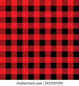 Buffalo Plaid Pattern In Red And Black. Seamless Background