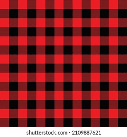 Buffalo plaid pattern in red and black. Seamless background