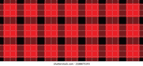 Buffalo plaid pattern in red and black. Seamless background
