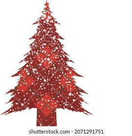 Árbol rojo de búfalo revestido con copo de nieve, imagen de clip de paquete sobre fondo transparente.