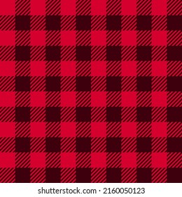 Buffalo Plaid seamless patten. Vector checkered Christmas red plaid textured background. Traditional fabric print. Flannel plaid texture for fashion, print, design