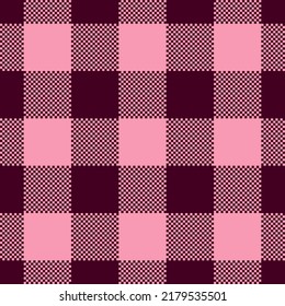 Buffalo Plaid seamless patten. Vector checkered pink plaid textured background. Traditional gingham fabric print. Flannel winter plaid texture for fashion, print, design
