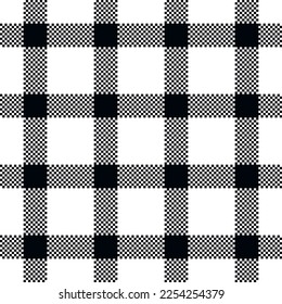 Buffalo Plaid seamless patten. Vector checked black and white plaid texture. Traditional monochrome fabric print. Flannel gingham plaid background for fashion, checkered print, design