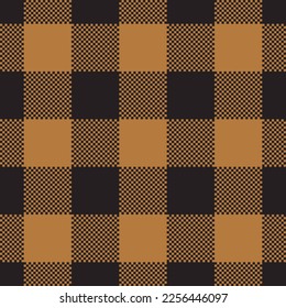 Buffalo Plaid seamless patten. Vector checkered brown plaid textured background. Traditional gingham fabric print. Flannel winter plaid texture for fashion, print, design