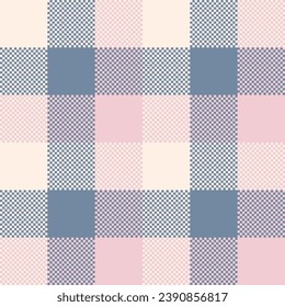 Buffalo Plaid seamless patten. Vector checkered pink and gray plaid textured background. Traditional gingham fabric print. Flannel winter plaid texture for fashion, print, design