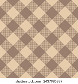 Buffalo Plaid seamless patten. Vector diagonal checkered brown plaid textured background. Traditional gingham fabric print. Flannel autumn plaid texture for fashion, print, design, decor.