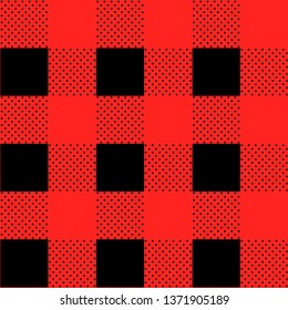 Buffalo plaid seamless pattern with BLACK lines. Alternating red and black squares lumberjack background. Vector illustration. eps10