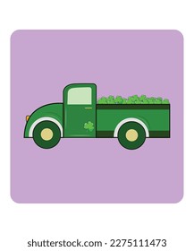 Buffalo Plaid Shamrock market Truck. Happy St Patricks Day Vector Design. St. Patrick's Day T-shirt Design. St. Patricks day retro truck delivers shamrocks.