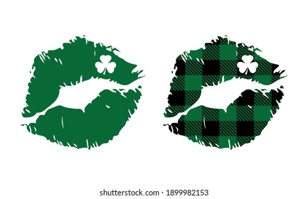 Buffalo plaid St Patricks Lips Vector and Clip Art 
