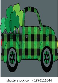 Buffalo Plaid Truck St Patrick s Day Funny Boys Men Women design vector illustration for use in design and print poster canvas