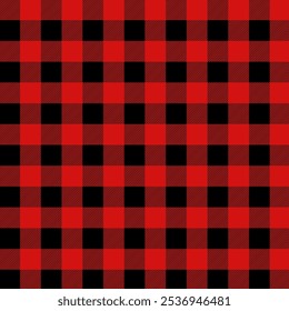 Buffalo plaid with twill weave repeat pattern.Gingham seamless pattern in red and black.Checkered tartan Geometric graphic vector illustration background design for fabric and prints.