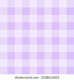 Buffalo plaid with twill weave repeat pattern.Gingham seamless pattern in purple and white.Checkered tartan Geometric graphic vector illustration background design for fabric and prints.