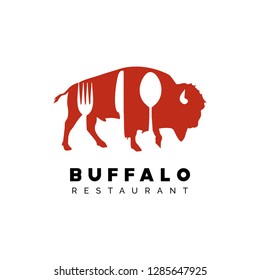 buffalo restaurant  logo vector illustration, Design element for logo, poster, card, banner, emblem, t shirt. Vector illustration