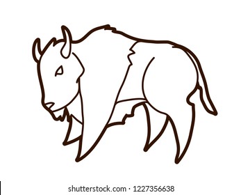 Buffalo running Bison graphic vector