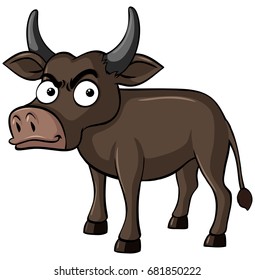 Buffalo with serious face illustration