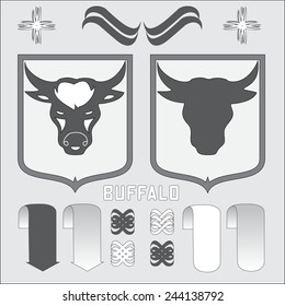 buffalo. set os shape. vector