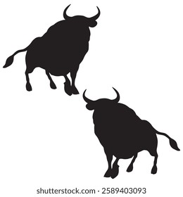 Buffalo Silhouette, Bull illustration, Buffalo icon Silhouette, Bull Silhouette illustration