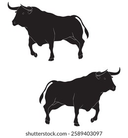 Buffalo Silhouette, Bull illustration, Buffalo icon Silhouette, Bull Silhouette illustration