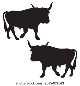 Buffalo Silhouette, Bull illustration, Buffalo icon Silhouette, Bull Silhouette illustration