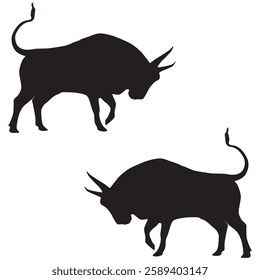 Buffalo Silhouette, Bull illustration, Buffalo icon Silhouette, Bull Silhouette illustration