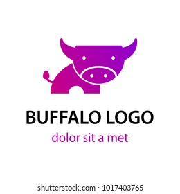 Buffalo silhouette cartoon design logo,vector illustration