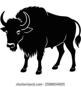 Buffalo silhouette icon isolated on white