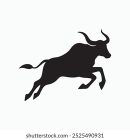 Una Ilustración vectorial de icono de silueta de búfalo sobre un fondo blanco