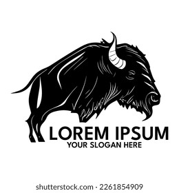 Buffalo silhouette, logo style vector illustration