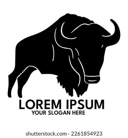 Buffalo silhouette, logo style vector illustration