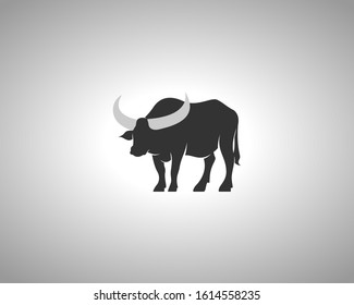 Buffalo Silhouette on White Background. Isolated Vector Animal Template for Logo Company, Icon, Symbol etc
