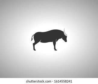 Buffalo Silhouette on White Background. Isolated Vector Animal Template for Logo Company, Icon, Symbol etc