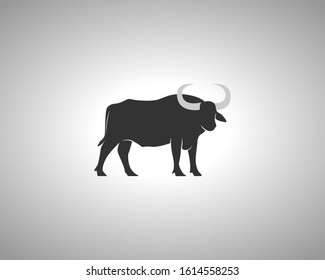 Buffalo Silhouette on White Background. Isolated Vector Animal Template for Logo Company, Icon, Symbol etc